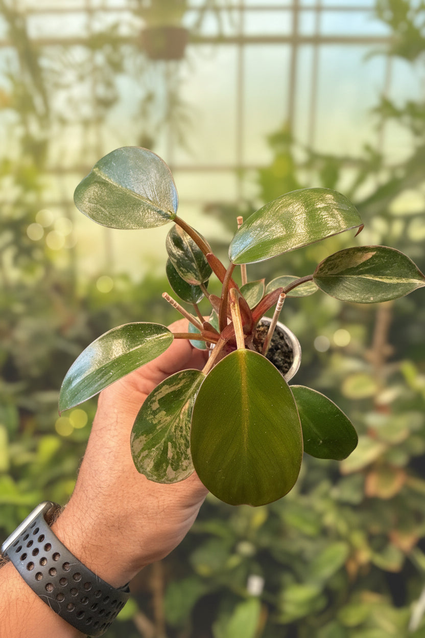 Philodendron Dwarf Red Congo Variegated 2”